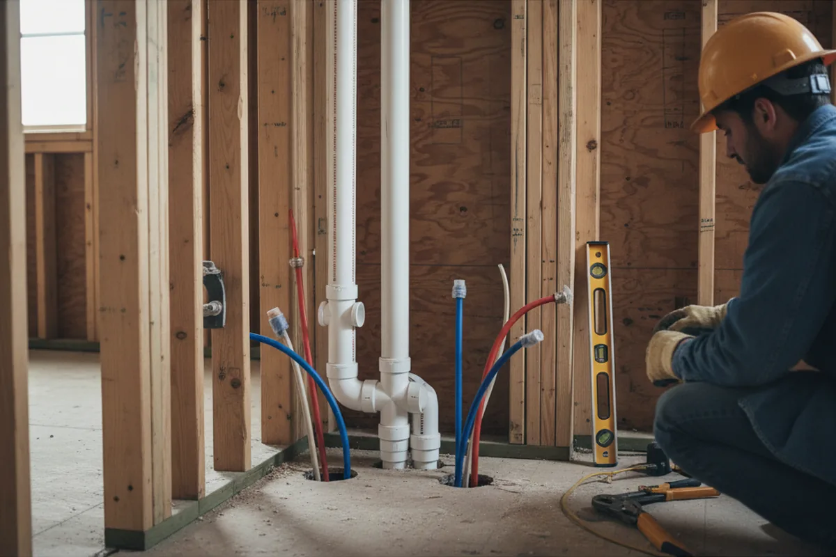 Drain and supply rough-in during Drain Cleaning in Spavinaw