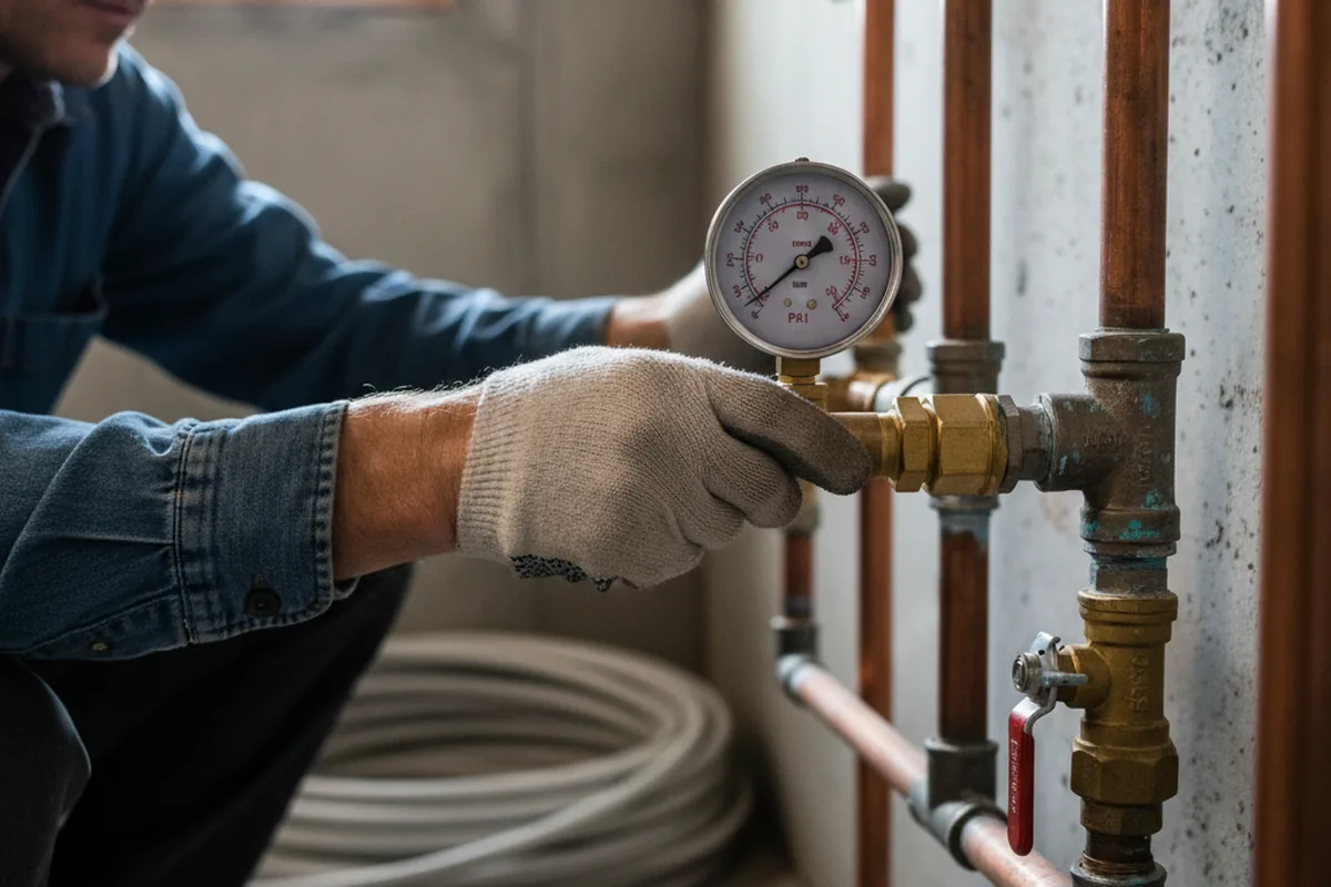 Pressure testing a repaired line during Water Line Repair in Spavinaw